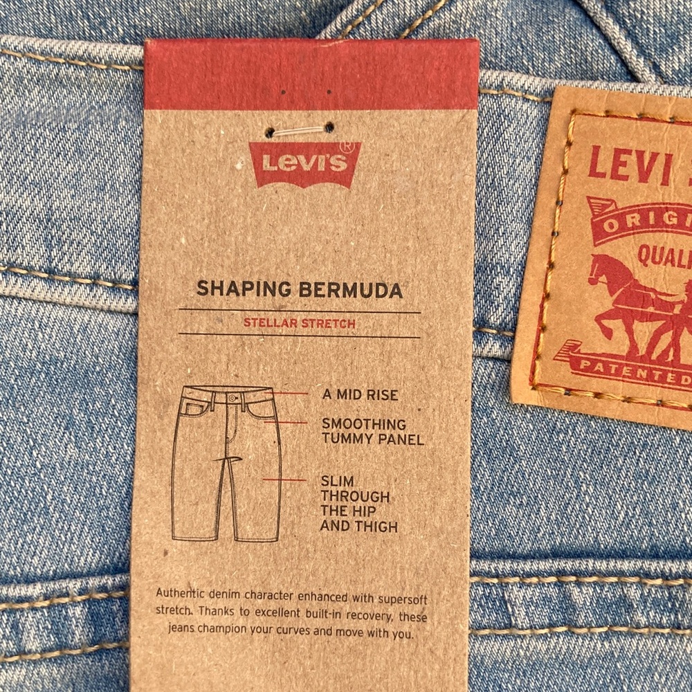 Levi's shaping Bermuda jean short smoothing tummy panel denim short 24W - Picture 4 of 16
